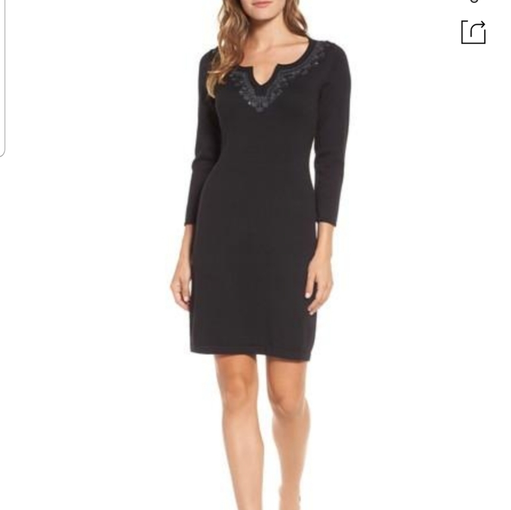 PICKFORD EMBELLISHED SWEATER DRESS IN BLACK